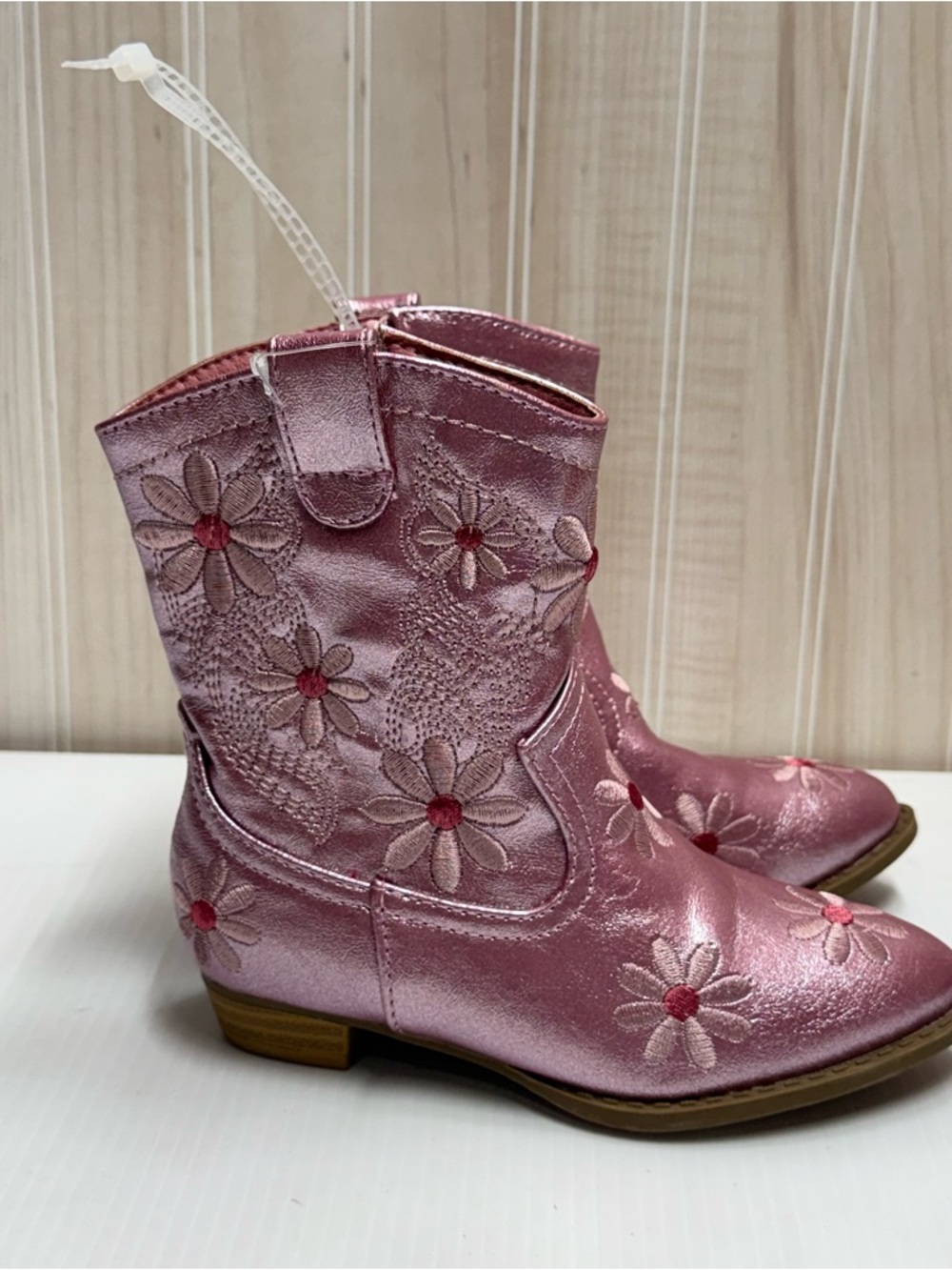 Link Kids Pink Floral Embroidered Cowboy Boots